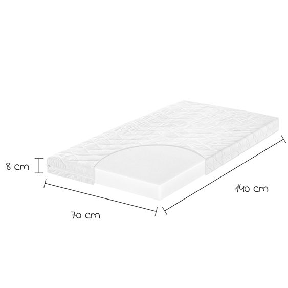 Pinolino Babybett-Komplett-Set Carla Buche teilmassiv lackiert  3-fach höhenverstellbar, 3 Schlupfsprossen inkl. Bettwäsche, Nestchen & Matratze 70 x 140 cm - Weiß