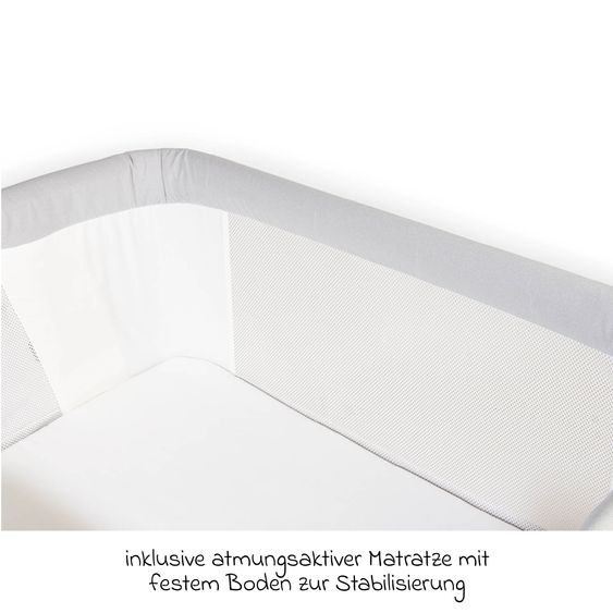 Pinolino Beistellbett Hedi 7-fach höhenverstellbar mit Netzstoff inkl. Matratze - Anthrazit / Hellgrau