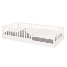 Floor bed Elvi with detachable fall protection incl. roll slatted frame with spring slats 90 x 200 cm - White