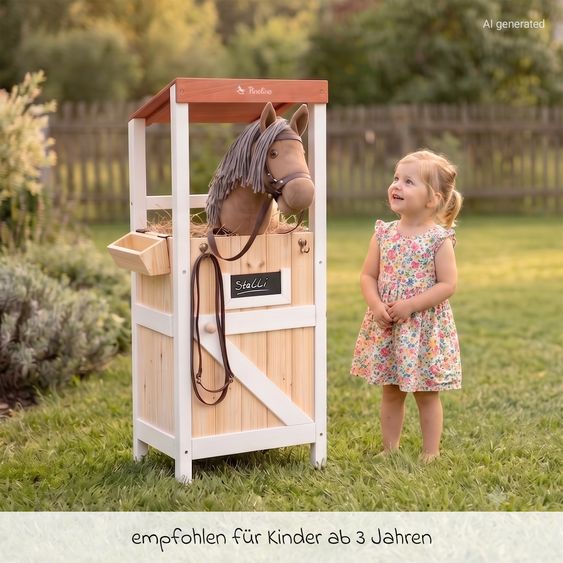 Pinolino Hobby Horsing Stick Horse Lucky with Hobby Horse Stable - Braun