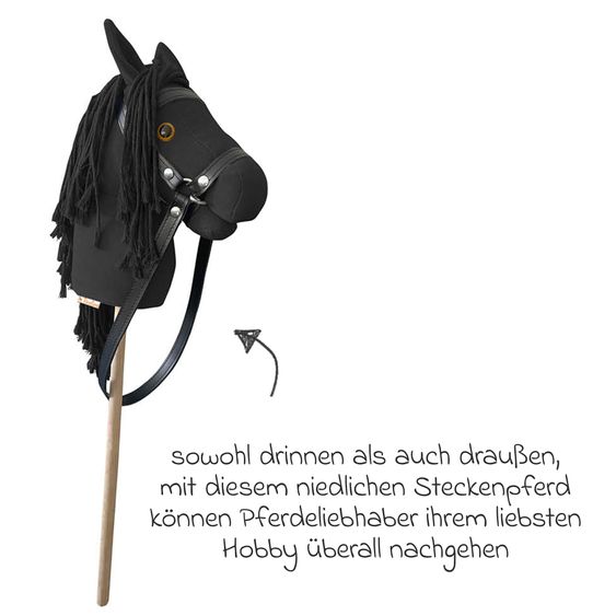 Pinolino Hobby Horsing Stick Horse Lucky with Hobby Horse Stable - Black