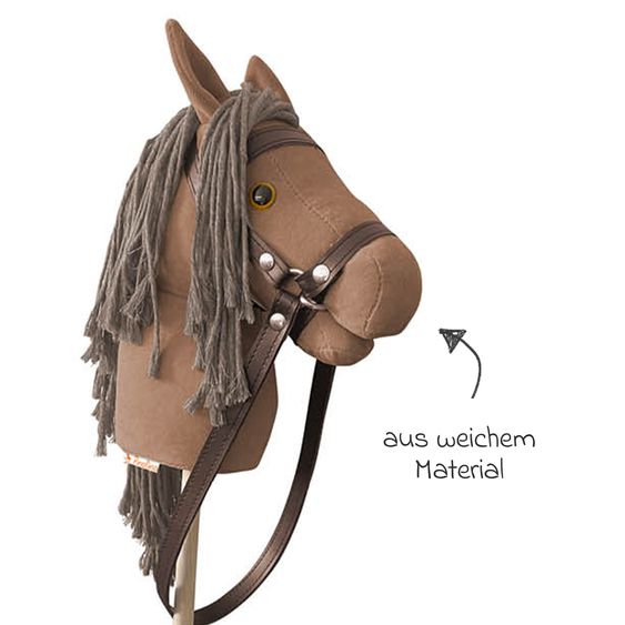 Pinolino Hobby Horsing Stick Horse Lucky with hurdle hopscotch - Brown / Red