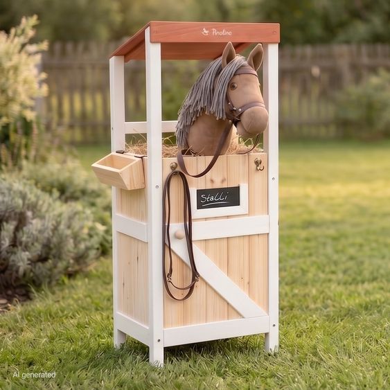 Pinolino Hobby Horsing Stick Horse Lucky with hurdle hopscotch - Brown / Red
