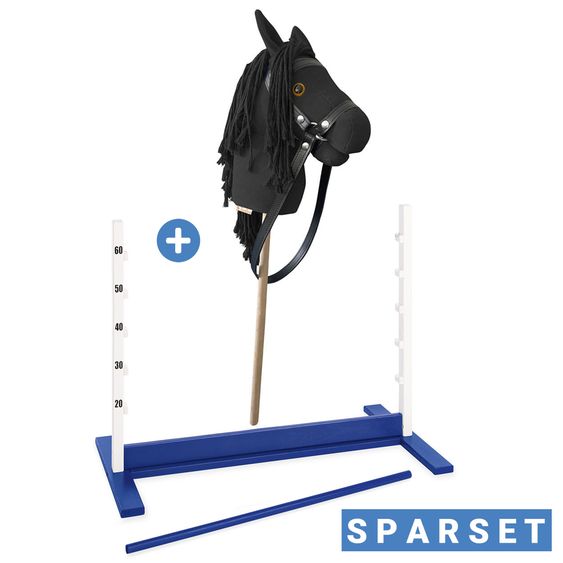 Pinolino Hobby Horsing Stick Horse Lucky with hurdle hopscotch - Black / Blue