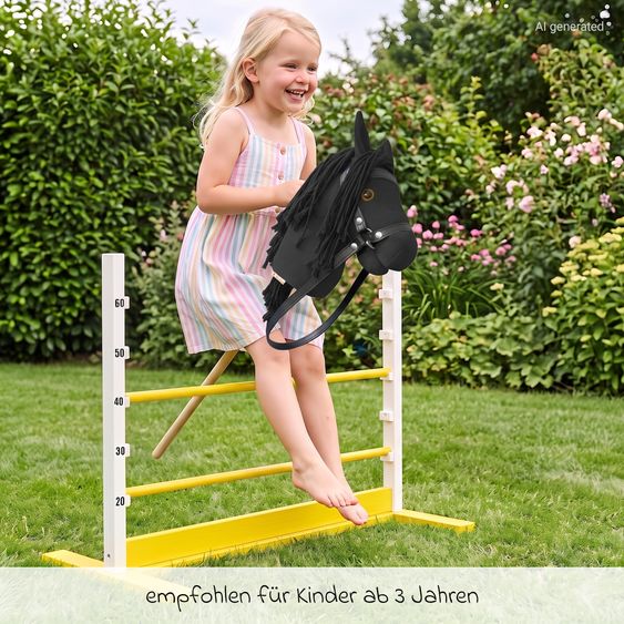 Pinolino Hobby Horsing Stick Horse Lucky with hurdle hopscotch - Black / Yellow