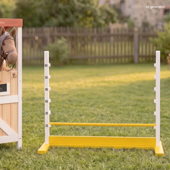 Pinolino Hobby Horsing Stick Horse Lucky with hurdle hopscotch - Black / Yellow