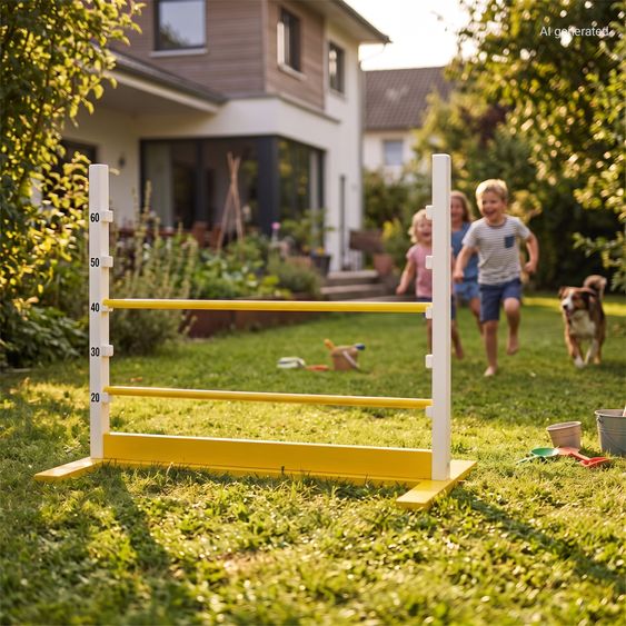 Pinolino Hobby Horsing Stick Horse Lucky with hurdle hopscotch - Black / Yellow
