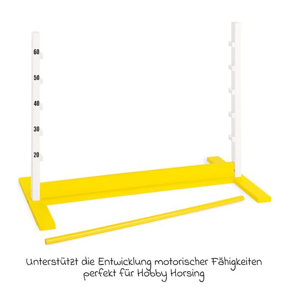 Pinolino Hobby Horsing Stick Horse Lucky with hurdle hopscotch - Black / Yellow