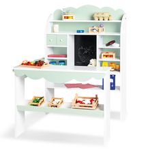 Play Shop Wilma with Side Counter, 2 Drawers & Chalkboard - White / Pastel Green
