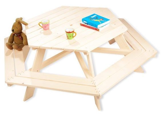 Pinolino Kinder-Sitzgarnitur Nicki 6-Eck - Fichte massiv Natur