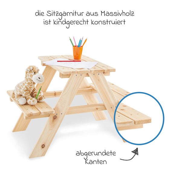 Pinolino Kinder-Sitzgarnitur Nicki für 2 Kinder - Fichte massiv - Natur