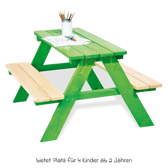 Pinolino Nicki children's settee for 4 children - solid spruce green