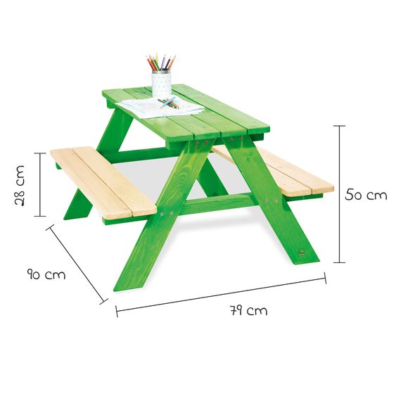 Pinolino Nicki children's settee for 4 children - solid spruce green