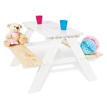 Set di sedute per bambini Nicki per 4 bambini - abete massiccio - bianco