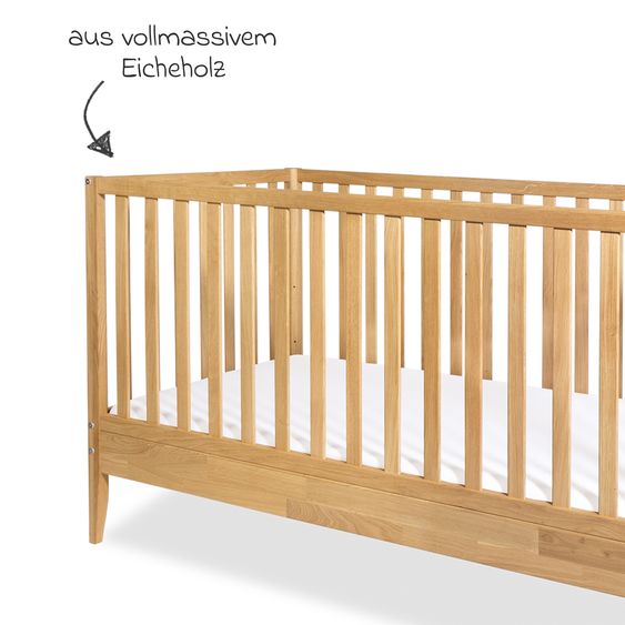 Pinolino Kinderbett Alva mit 3-fach höhenverstellbarem Lattenrost  inkl. Umbauecken für Juniorbett 70 x 140 cm - Natur
