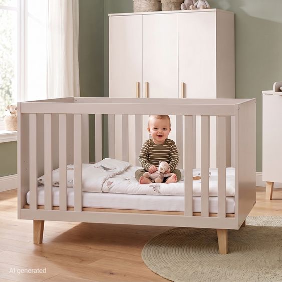 Pinolino Cot bed Tami with 3-level height-adjustable slatted frame incl. conversion sides for junior bed Tami with 3-level height-adjustable slatted frame incl. conversion sides for junior bed - Uni Beige