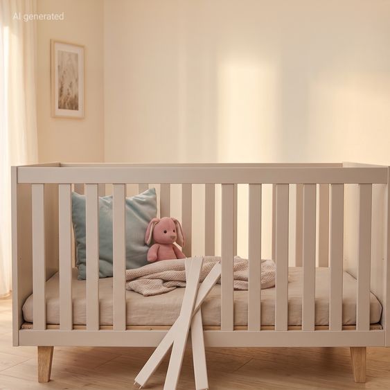Pinolino Cot bed Tami with 3-level height-adjustable slatted frame incl. conversion sides for junior bed Tami with 3-level height-adjustable slatted frame incl. conversion sides for junior bed - Uni Beige