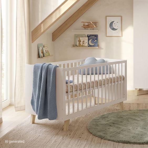 Pinolino Cot bed Tami with 3-level height-adjustable slatted frame incl. conversion sides for junior bed Tami with 3-level height-adjustable slatted frame incl. conversion sides for junior bed - Uni Beige