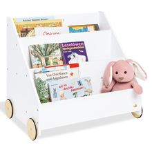 Kinderbücherregal Lasse mit Rollen & 3 Fächer - Weiß