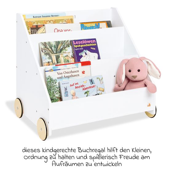 Pinolino Kinderbücherregal Lasse mit Rollen & 3 Fächer - Weiß