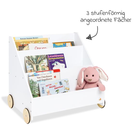Pinolino Kinderbücherregal Lasse mit Rollen & 3 Fächer - Weiß