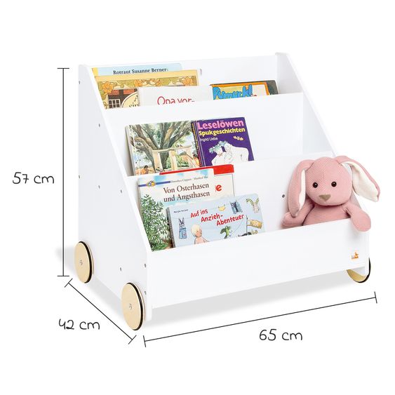Pinolino Kinderbücherregal Lasse mit Rollen & 3 Fächer - Weiß