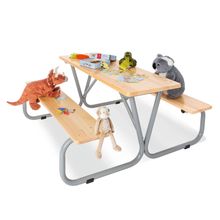 Kindersitzgarnitur Michel für 6 Kinder bis 100 kg belastbar - Natur / Grau