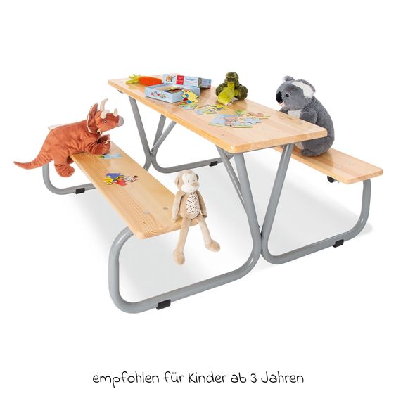Pinolino Kindersitzgarnitur Michel für 6 Kinder bis 100 kg belastbar - Natur / Grau