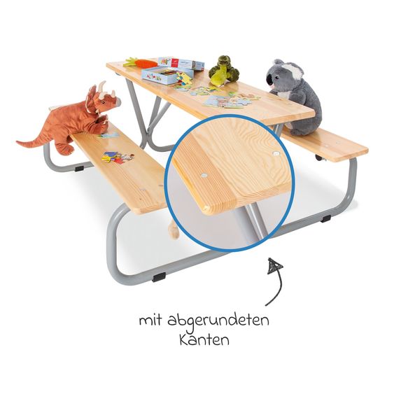 Pinolino Kindersitzgarnitur Michel für 6 Kinder bis 100 kg belastbar - Natur / Grau
