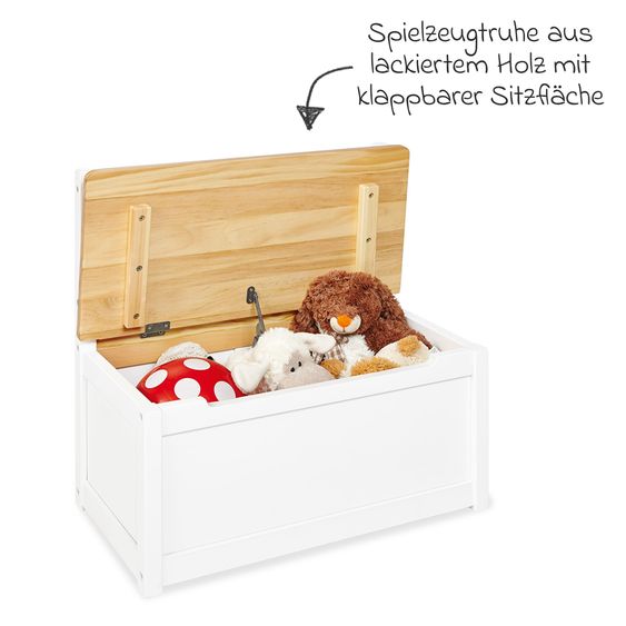 Pinolino Kindertruhenbank Fenna mit Deckel mit Klappendämpfer - Weiß Natur