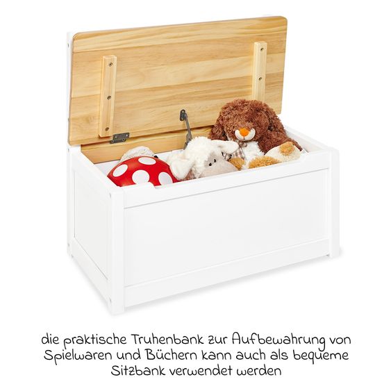 Pinolino Kindertruhenbank Fenna mit Deckel mit Klappendämpfer - Weiß Natur