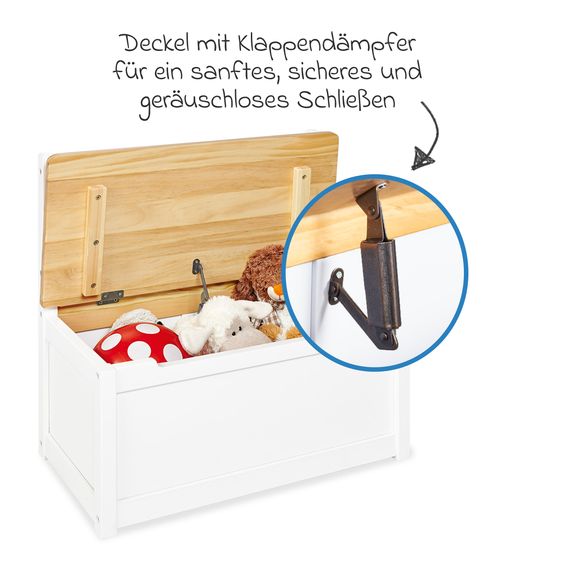 Pinolino Kindertruhenbank Fenna mit Deckel mit Klappendämpfer - Weiß Natur
