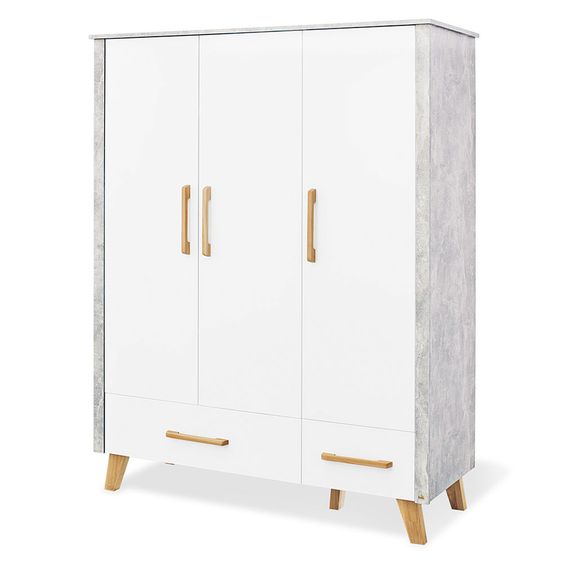 Pinolino Children's room Apollo with 3-door wardrobe, bed, wide baby changing unit