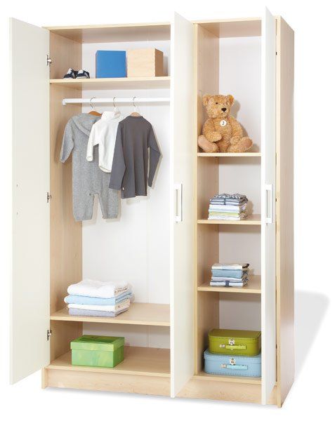 Pinolino Kinderzimmer Florian mit 3-türigem Schrank, Bett, breiter Wickelkommode
