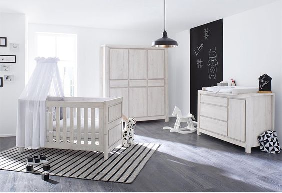 Pinolino Children's room Line with extra wide changing table and 6-door wardrobe