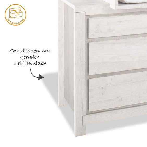 Pinolino Linea Nursery con armadio a 6 ante, letto, fasciatoio extra large