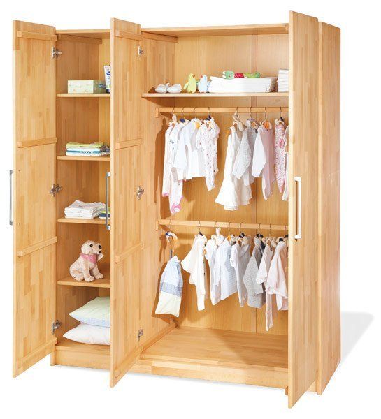 Pinolino Kinderzimmer Natura mit 3-türigem Schrank - Buche massiv