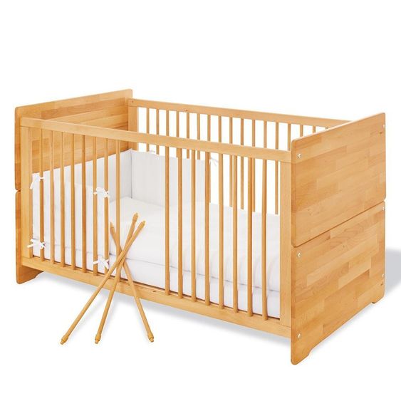 Pinolino Children's room Natura with extra wide changing table and 3-door wardrobe - solid beech