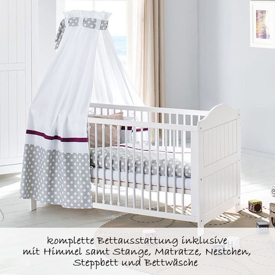Pinolino Kinderzimmer Nina 16-tlg. Inkl. Textilkollektion Punkte Grau