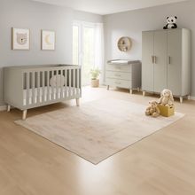 Ensemble Chambre Bébé Tami Large Large avec Armoire 3 Portes, Lit, Table À Langer Large - Uni Beige
