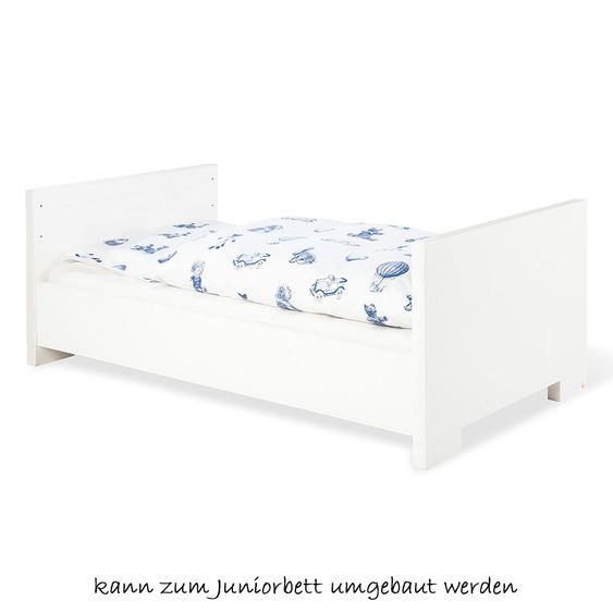 Pinolino Cameretta Sky con armadio a 3 ante, letto, fasciatoio extra-large - lucido - bianco