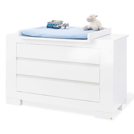 Pinolino Cameretta Sky con armadio a 3 ante, letto, fasciatoio extra-large - lucido - bianco