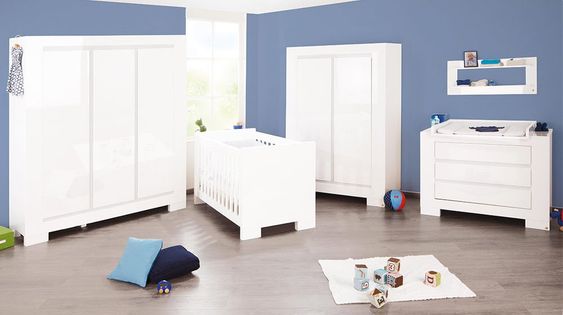 Pinolino Sky children's room with 3-door wardrobe - high gloss white