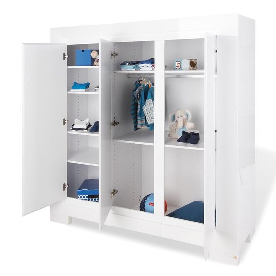 Pinolino Sky children's room with 3-door wardrobe - high gloss white