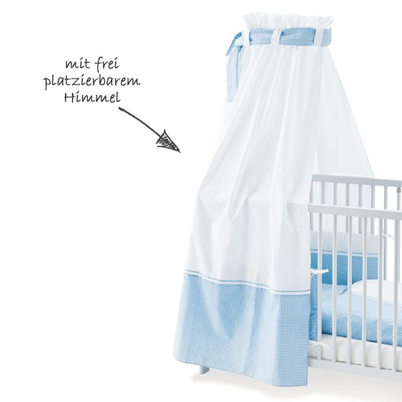 Pinolino Kinderzimmer Smilla 15-tlg. mit 3-türigem Schrank inkl. Textilkollektion Vichy-Karo Blau