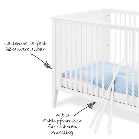 Pinolino Kinderzimmer Smilla 15-tlg. mit 3-türigem Schrank inkl. Textilkollektion Vichy-Karo Blau