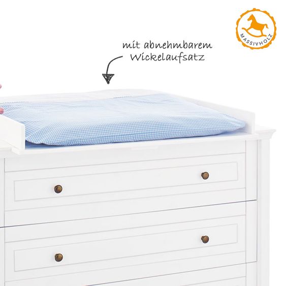 Pinolino Kinderzimmer Smilla 15-tlg. mit 3-türigem Schrank inkl. Textilkollektion Vichy-Karo Blau