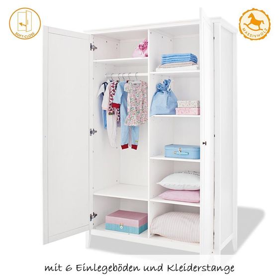 Pinolino Children's room Smilla with 2-door wardrobe- pine massive