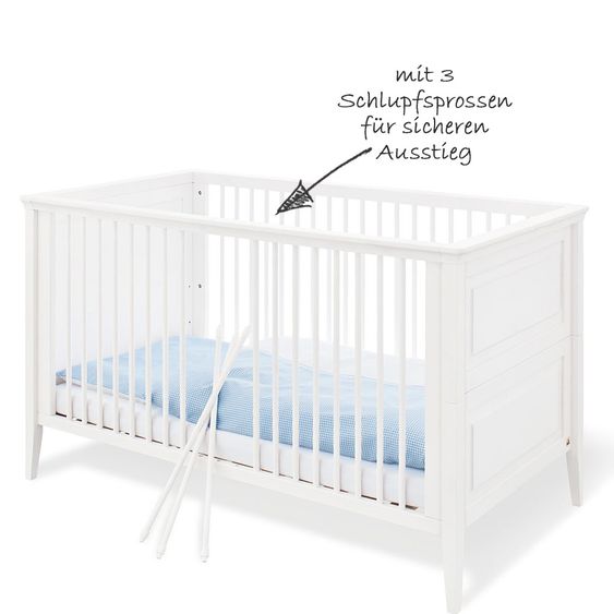 Pinolino Kinderzimmer Smilla mit 3-türigem Schrank, Bett, breiter Wickelkommode - Kiefer massiv