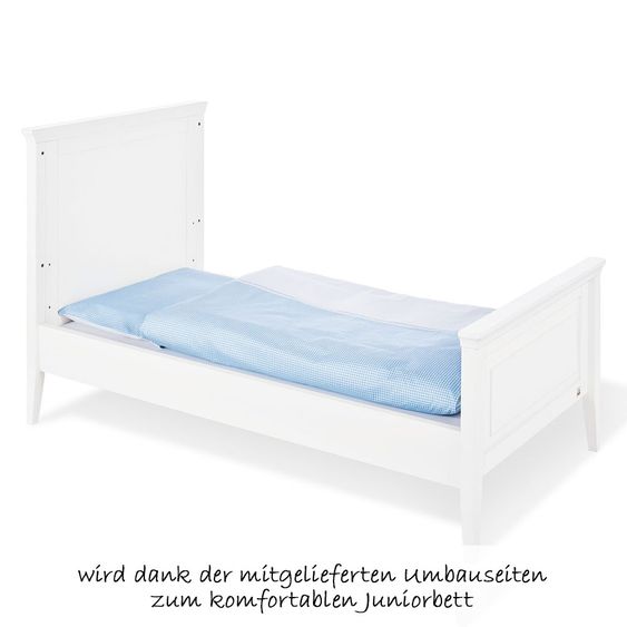 Pinolino Kinderzimmer Smilla mit 3-türigem Schrank, Bett, breiter Wickelkommode - Kiefer massiv